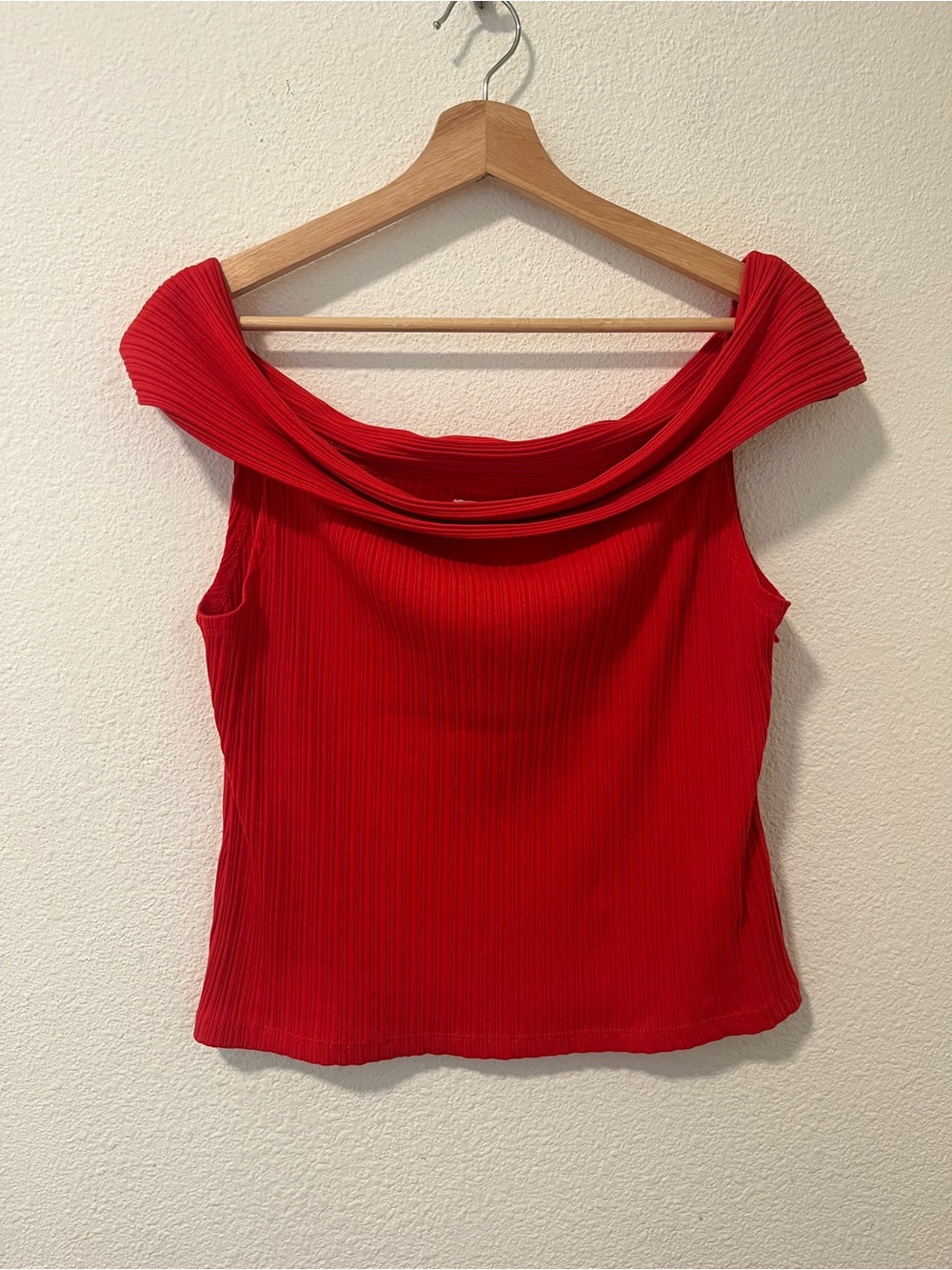 Madewell Ribbed Red Off-Shoulder Top sz M
